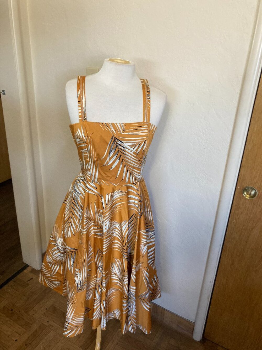 White House Black Market Palm print midi dress